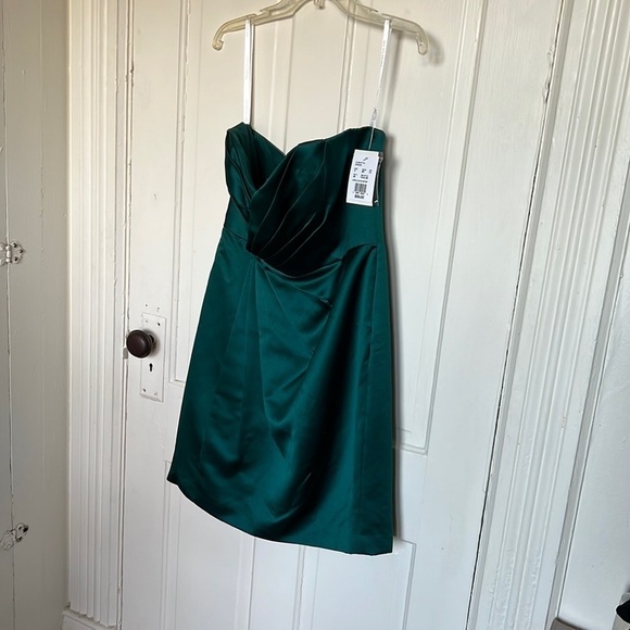 Vintage Strapless David’s Bridal Satin Green Dress - Picture 1 of 9